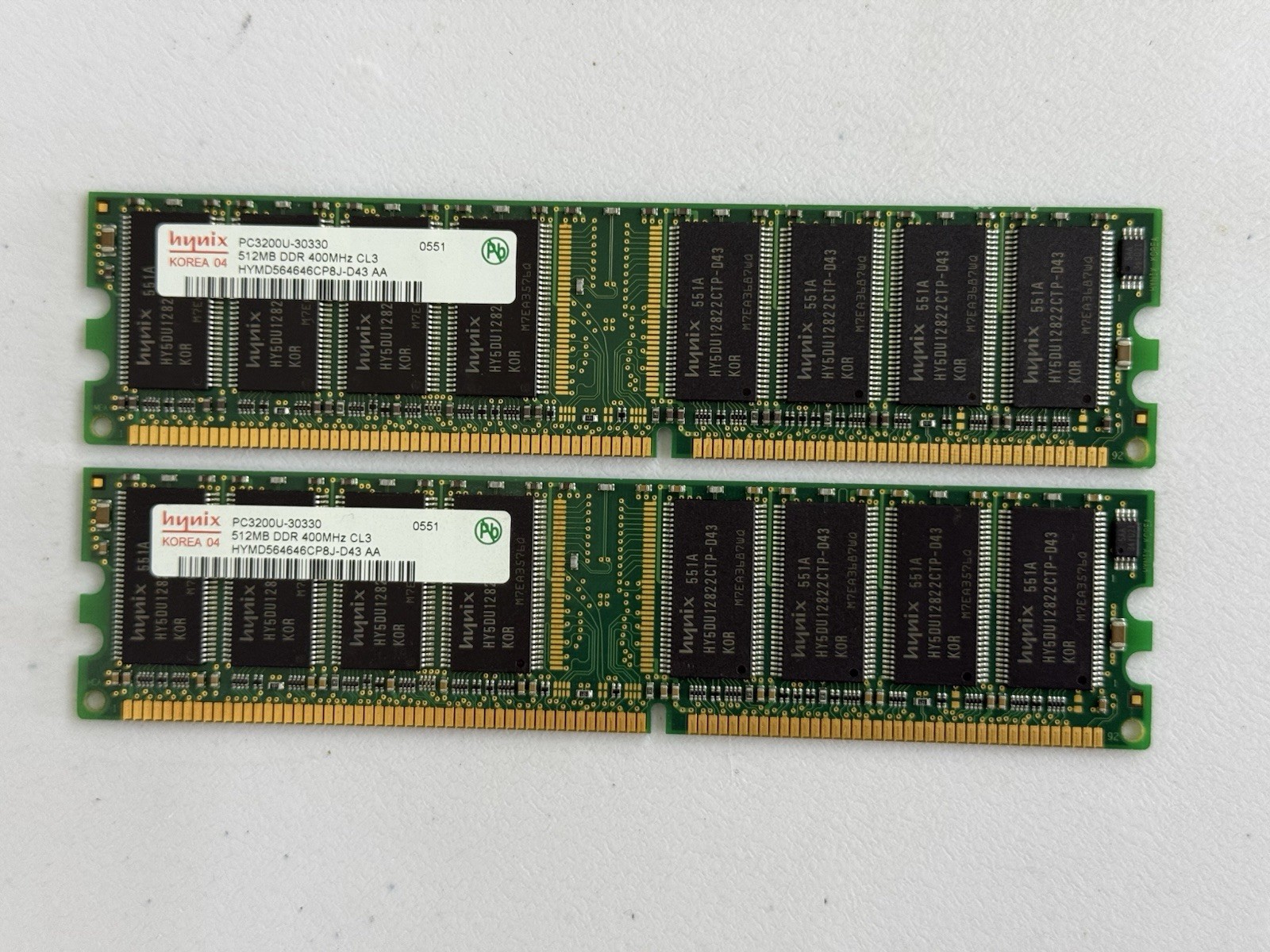1GB 2x512MB PC3200 HYNIX DDR-400 Ram Memory Kit HYMD564646CP8J-D43 AA DDR1 CL3