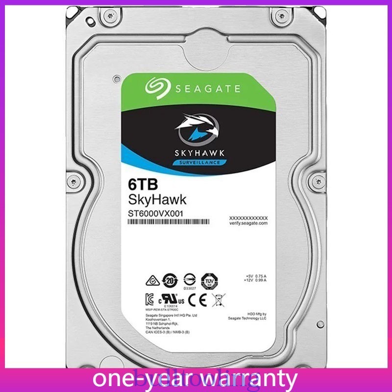 ST6000VX001 Seagate SkyHawk 6TB 3.5" Internal Hard Drive Disk SATA 6.0Gb/s