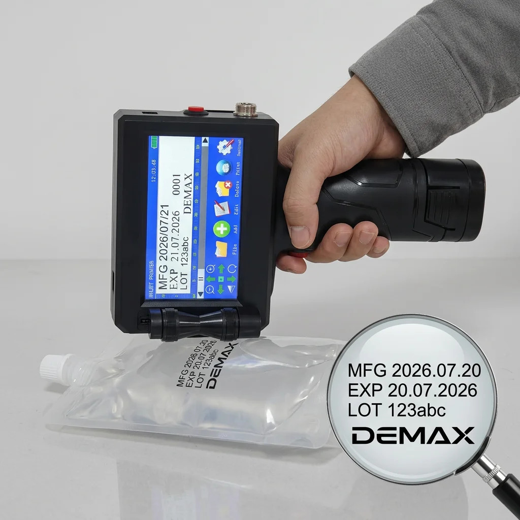Handheld Inkjet Printer Rechargeable Batch Code Expiry Carton Box Metal Sale New