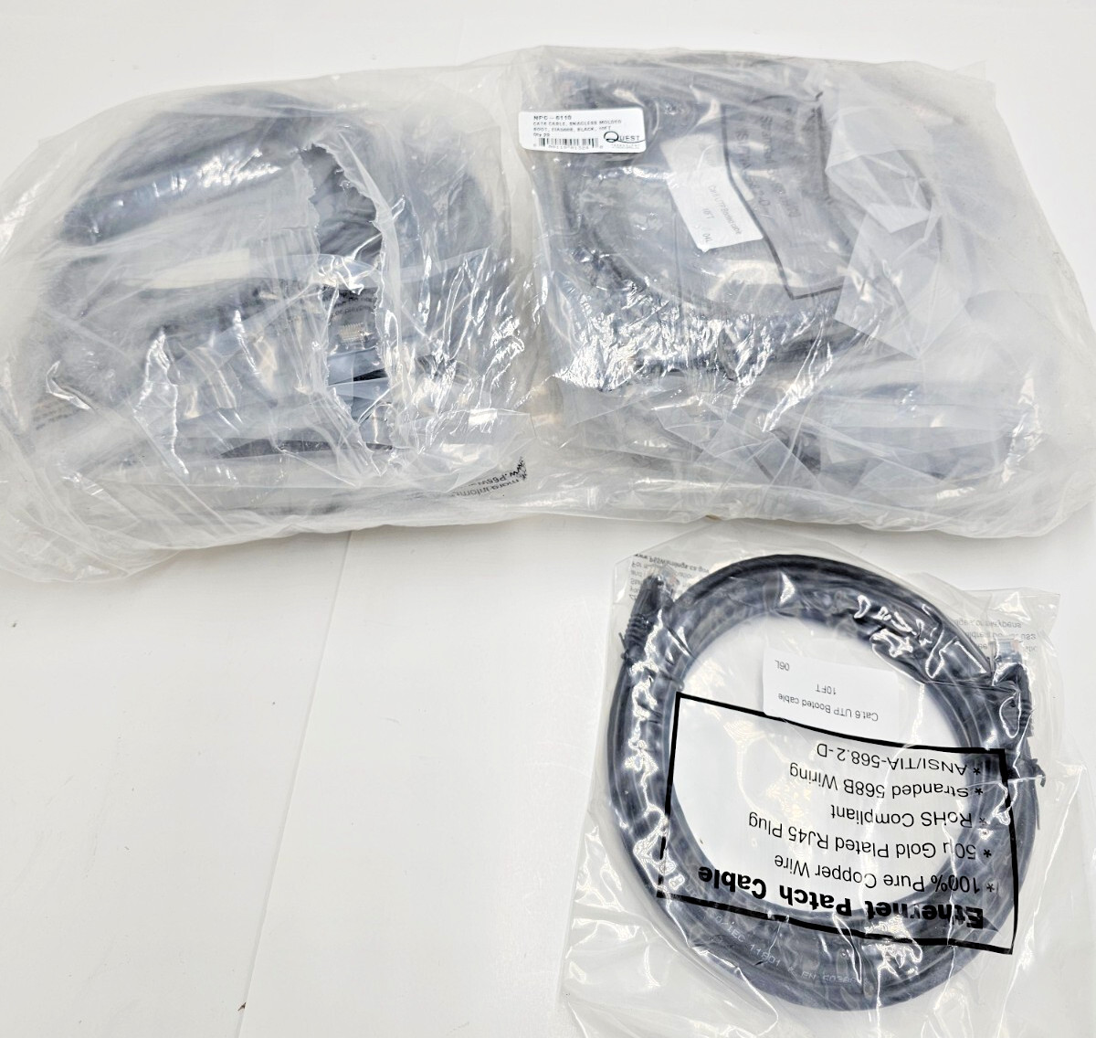 (QTY 23) Quest Technology Int'l NPC-6110 Non Booted Patch Cord Black 10FT Cat6