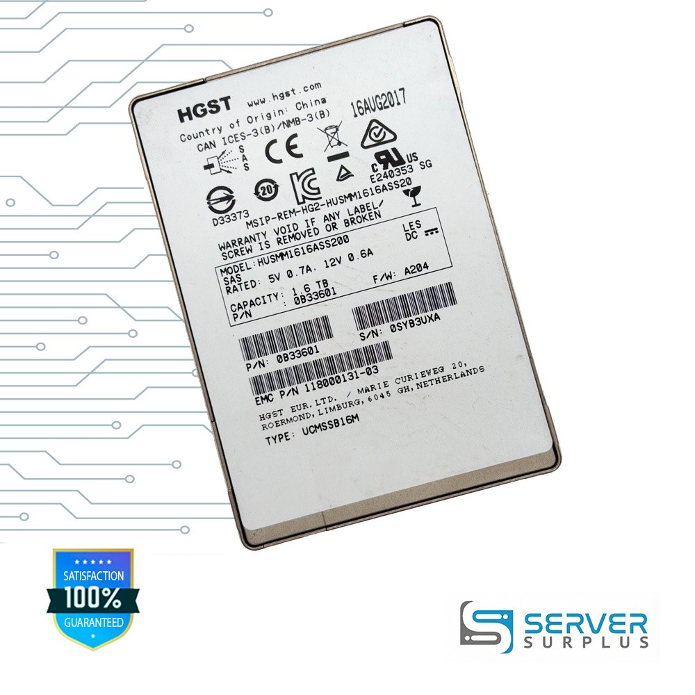 HGST HUSMM1616ASS200 1.6TB SAS 2.5 in Enterprise SSD | 0B33601