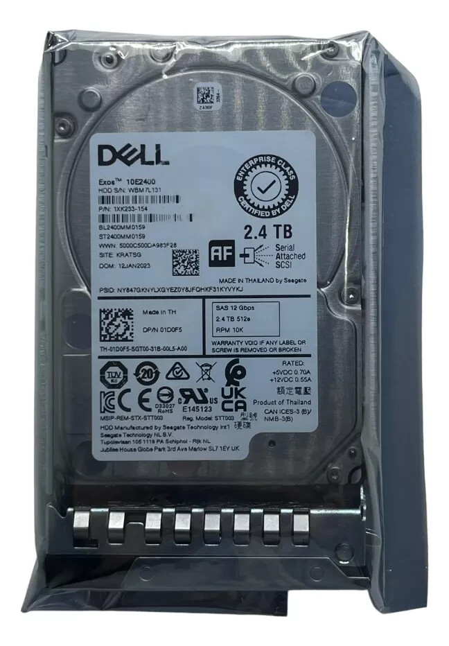 400-BEGI Dell 01D0F5 2.4TB 10K SAS-12Gbps 512e Hot Plug Hard Drive w/DXD9H Tray