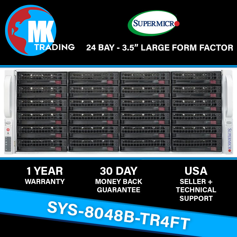 Supermicro SYS-8048B-TR4FT 24B LFF 4U Server -V2- Choose CPUs/RAM - Wholesale