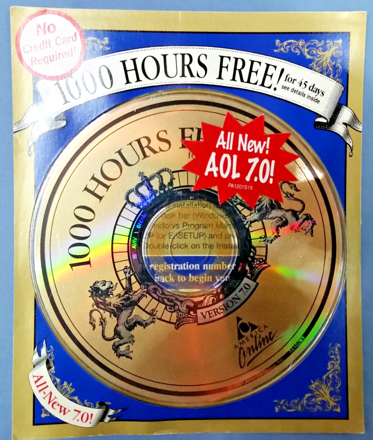AOL 7.0 America Online Vintage CD Disc  - New Sealed  - Gold lions