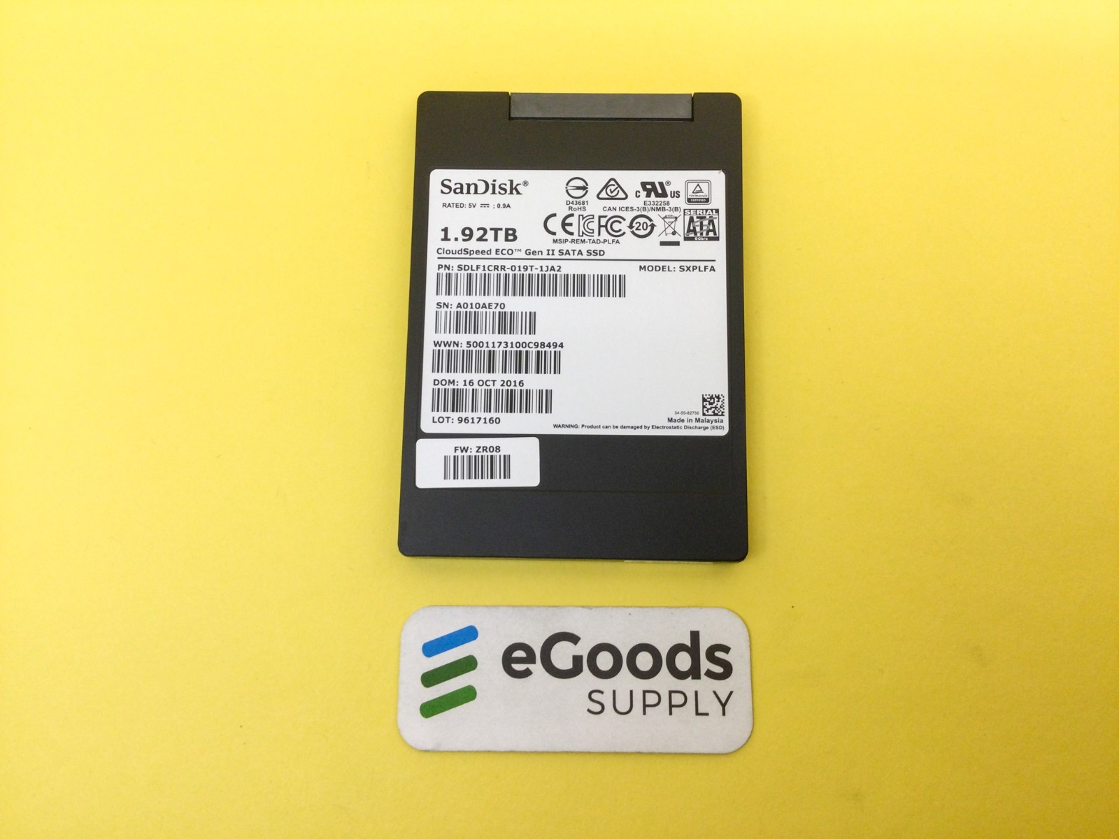 SDLF1CRR-019T-1JA2 SanDisk CloudSpeed Eco™ 1.92TB Gen II SATA 3 SSD