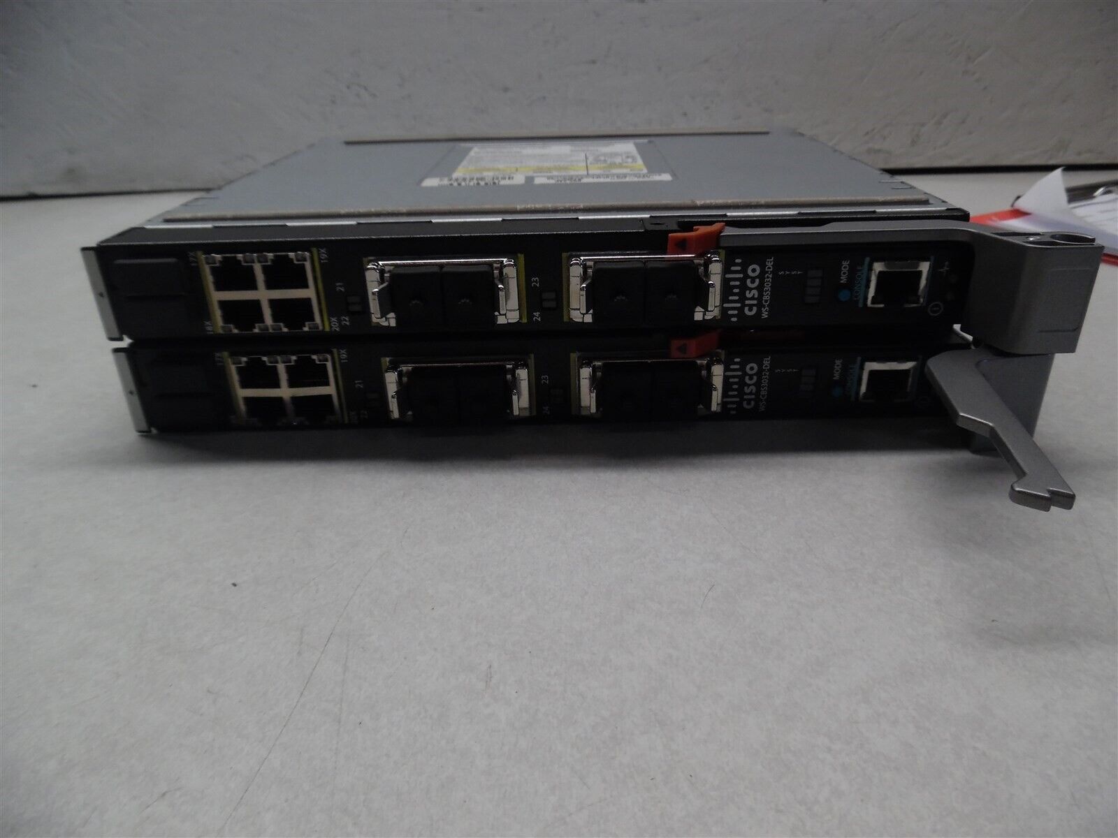 Lot of 2 Cisco WS-CBS3032-DEL-F Blade Switch Modules
