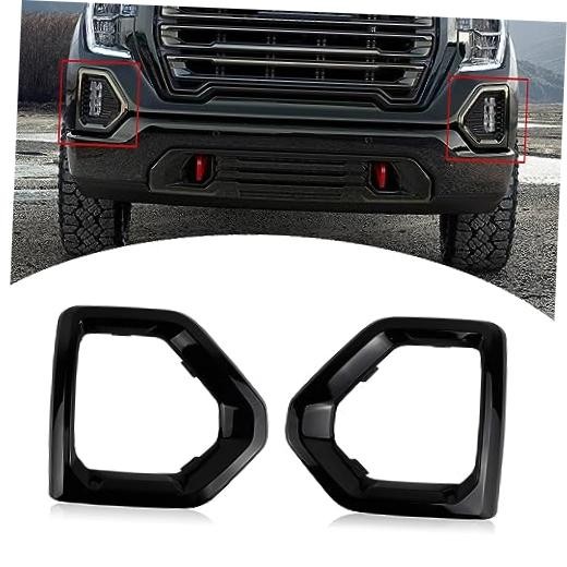 1 Pair Front Fog Light Bezel Cover Exterior Trim Replacement Compatible Black