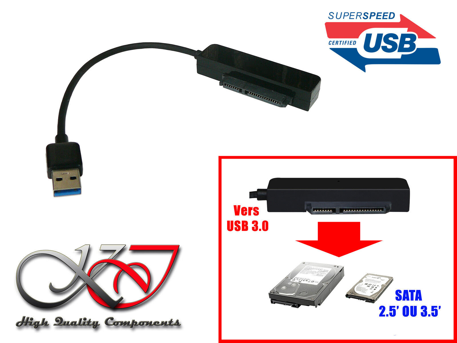 Converter SATA 15+7 For USB 3.0 Superspeed (USB3 Superspeed 5GB)