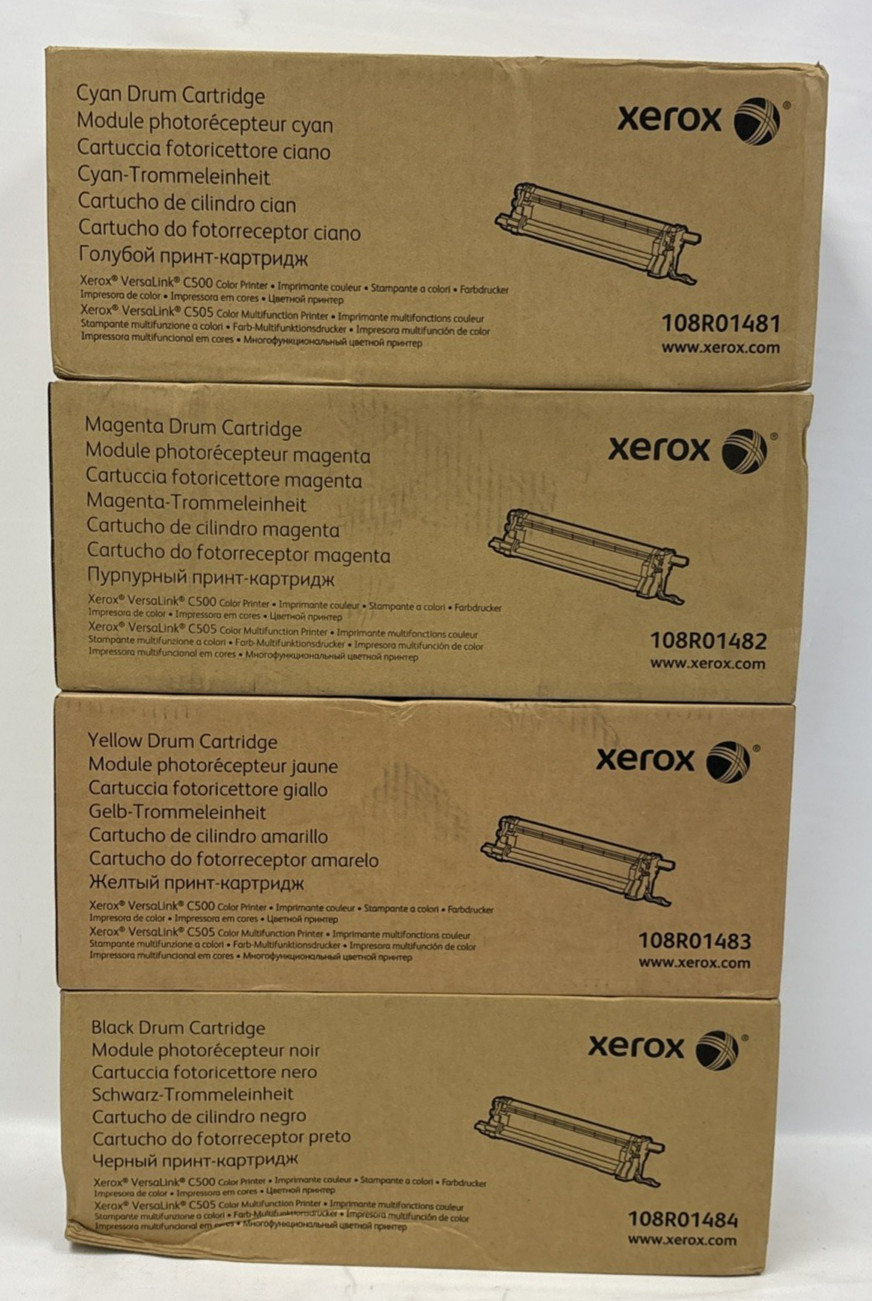 New Genuine Xerox 108R01481 108R01482 108R01483 108R01484 Drum Cartridges Set