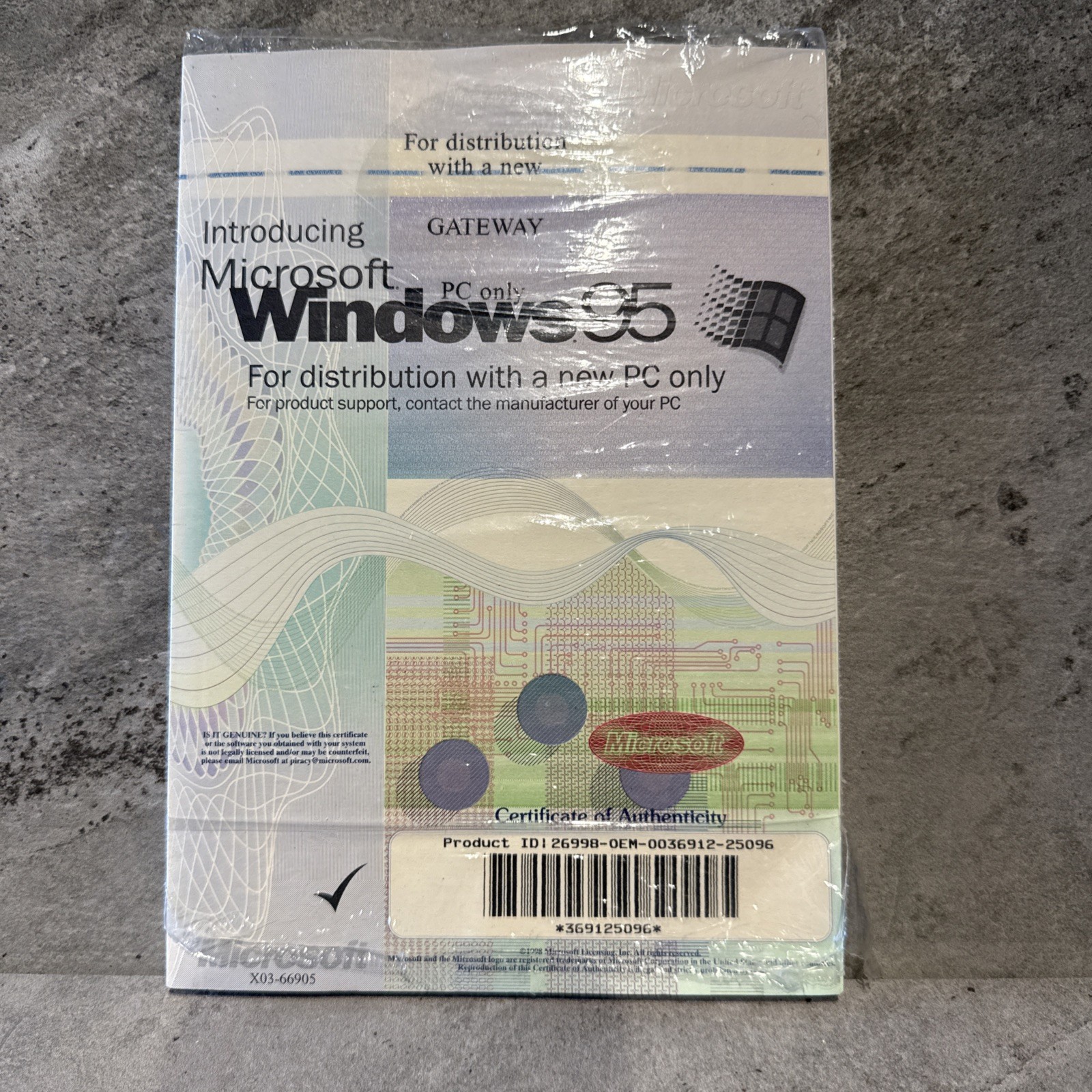 NOS OEM HP Microsoft Windows 95 CD - Un-Sealed For Gateway Computers.