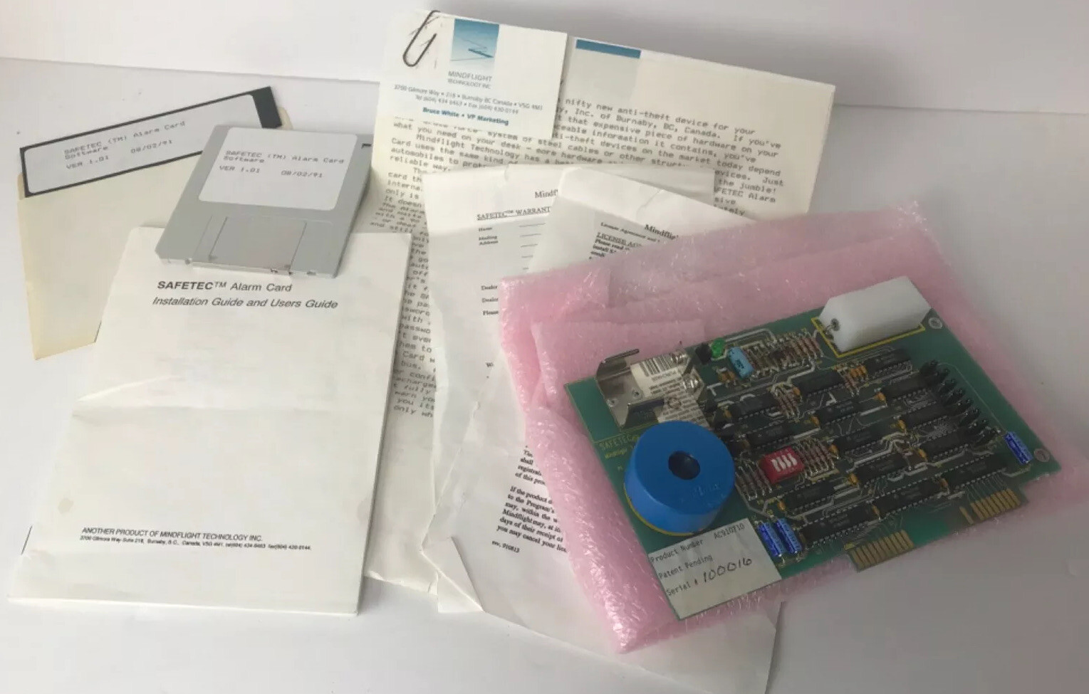 ULTRA RARE Vintage SAFETEC Alarm 8-bit ISA Card for PC With Software