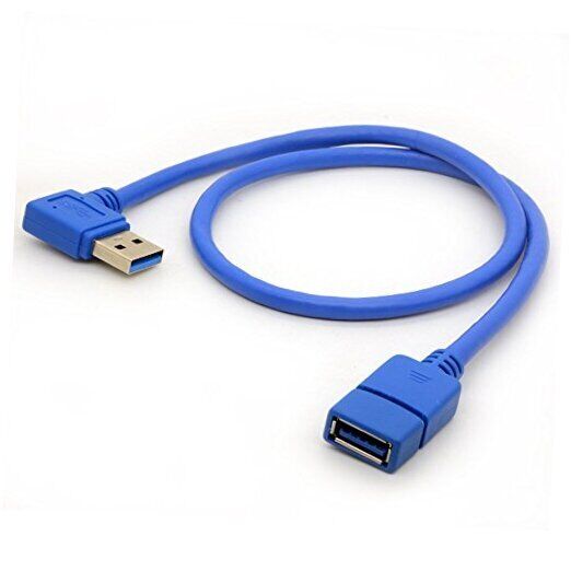 50cm USB 3.0 Extension Cable Left Right Angle 90 Degree Adapter Type A Light