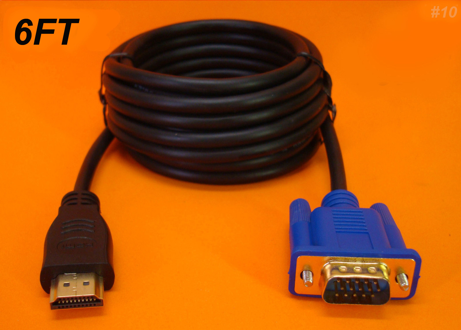 NEW 6 FT LONG HDMI TO VGA MONITOR CABLE COMPUTER TO TV CORD 15-PIN US SELLER