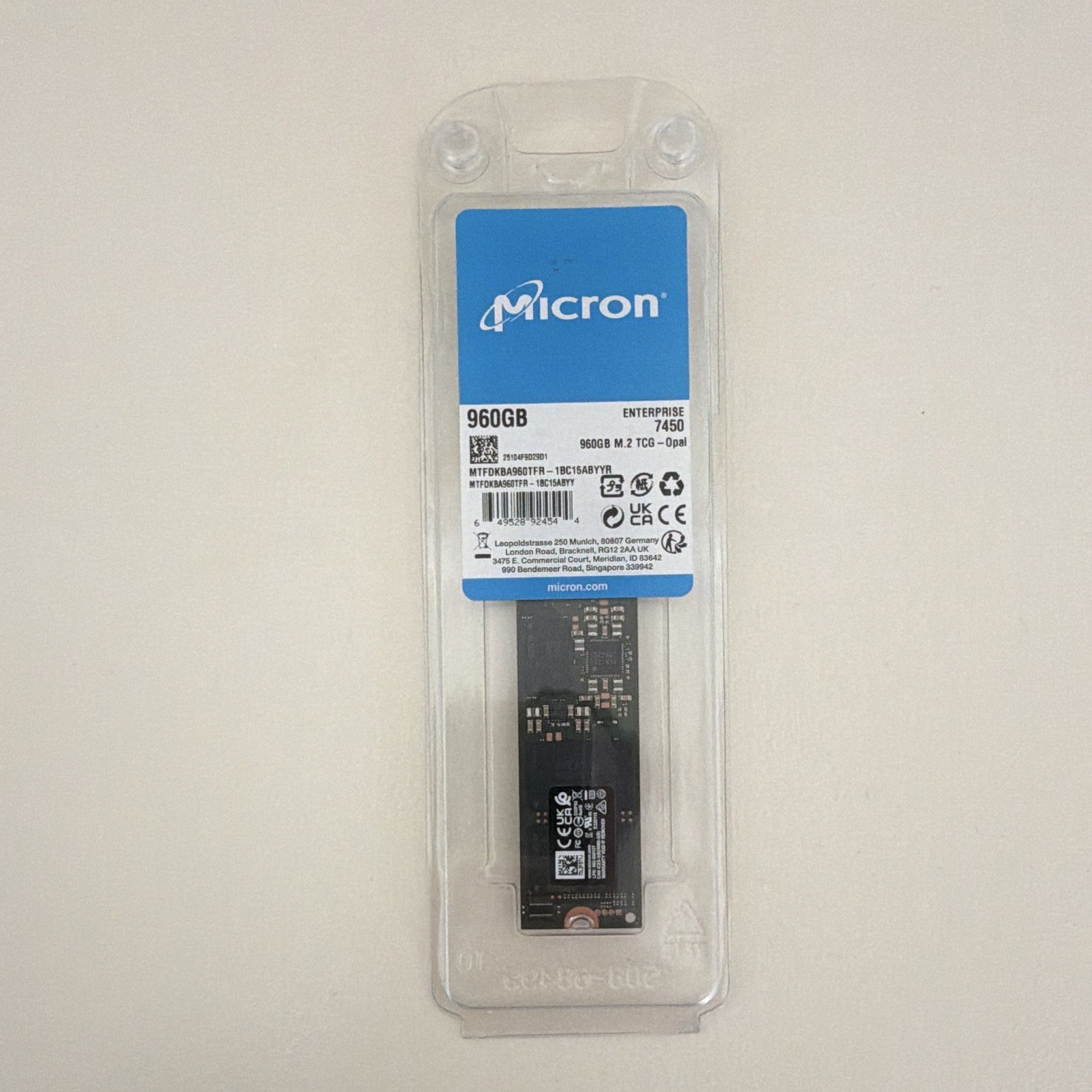 Micron 7450 PRO 960GB M.2 2280 NVMe PCIe Gen4 x4 SSD MTFDKBA960TFR