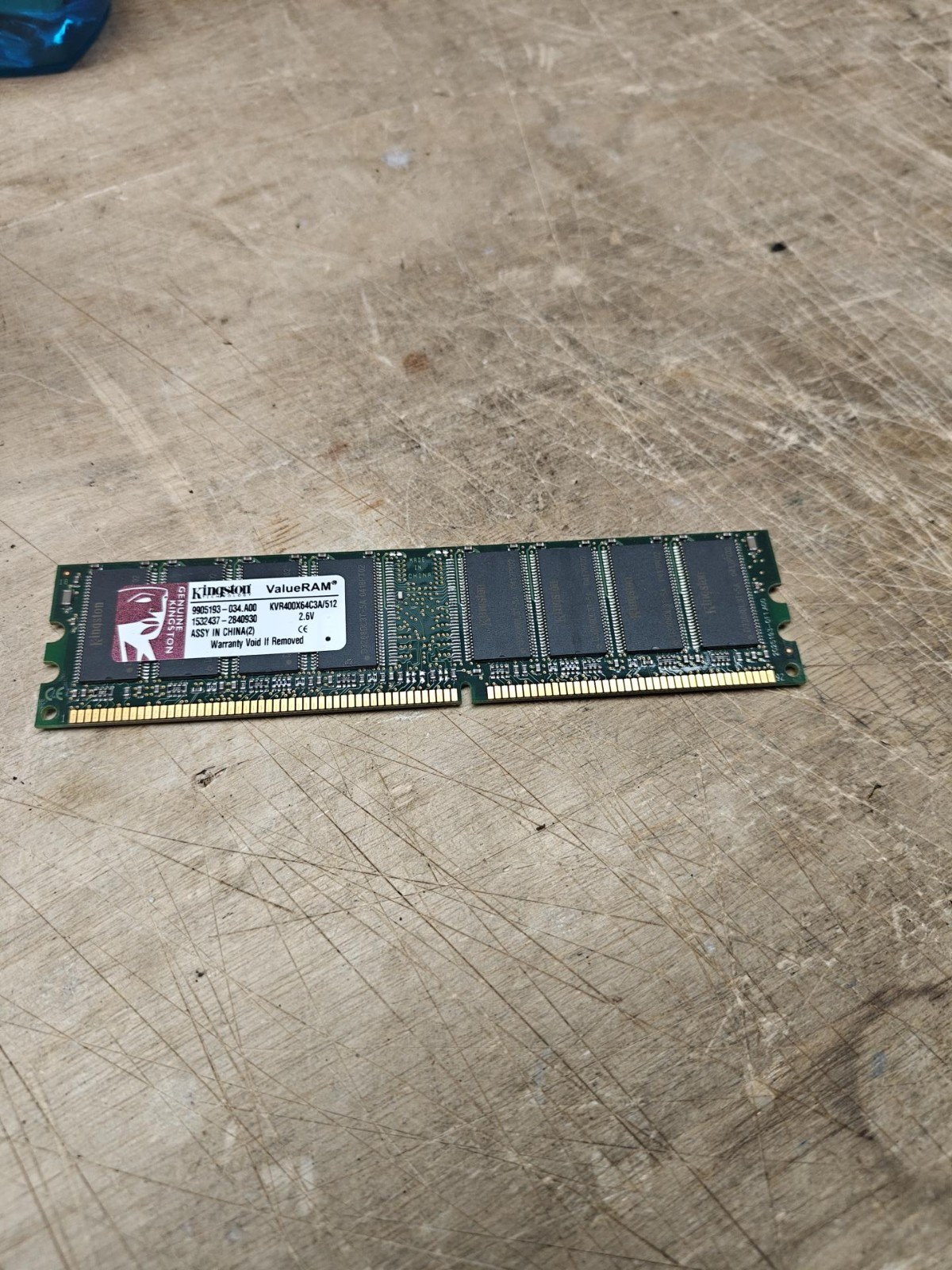 Kingston 512MB DDR1 DDR400 PC3200 184-Pin DIMM KVR400X64C3A/512 Untested