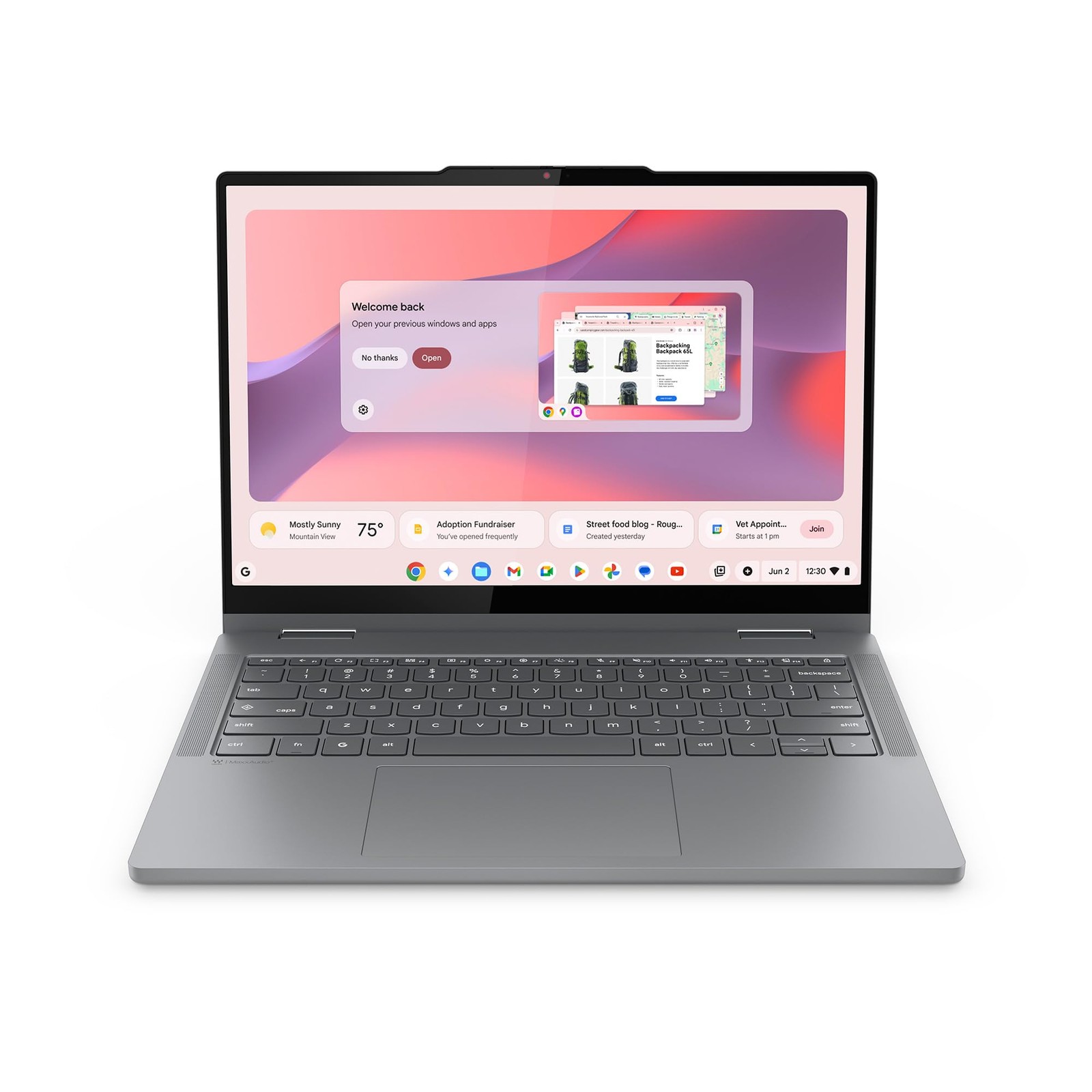 Lenovo Chromebook 2-in-1 - Lightweight Laptop - Google Gemini - Luna Gray