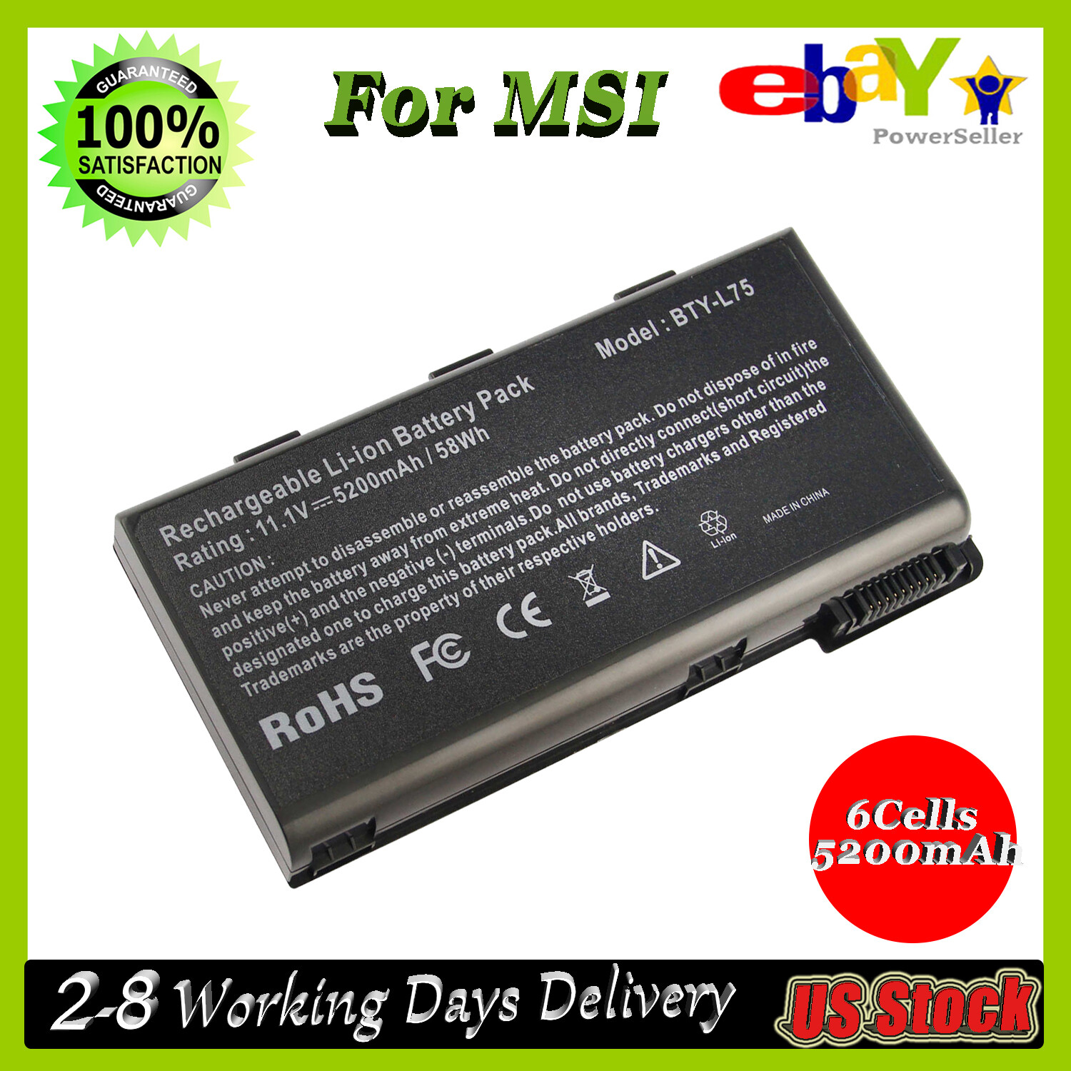 BTY-L74 BTY-L75 Battery for MSI A6200 CR600 CR610 CR620 A5000 CR700 A6000 6 Cell
