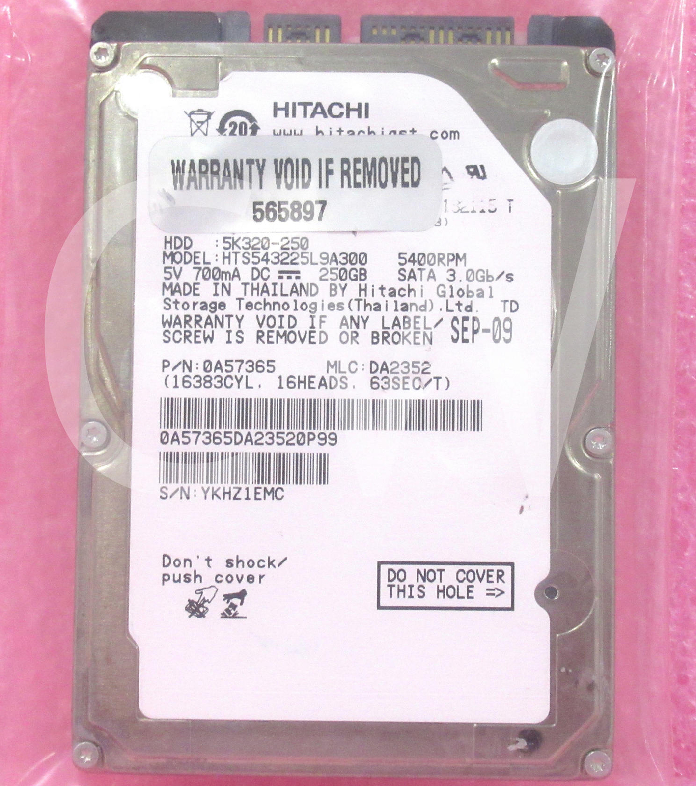 HTS543225L9A300 Hitachi TRAVELSTAR 250GB 5.4K RPM 3Gb/s 2.5" SATA HDD Hard Drive