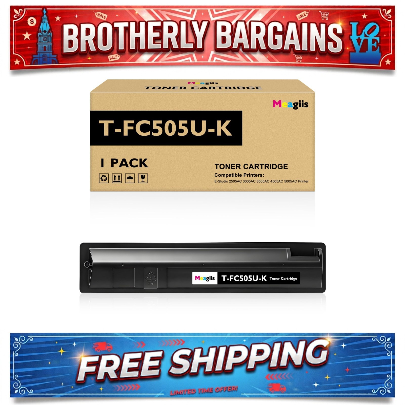 Meagiis TFC505UK Black Toner Cartridge Replacement for Toshiba T-FC505U-K