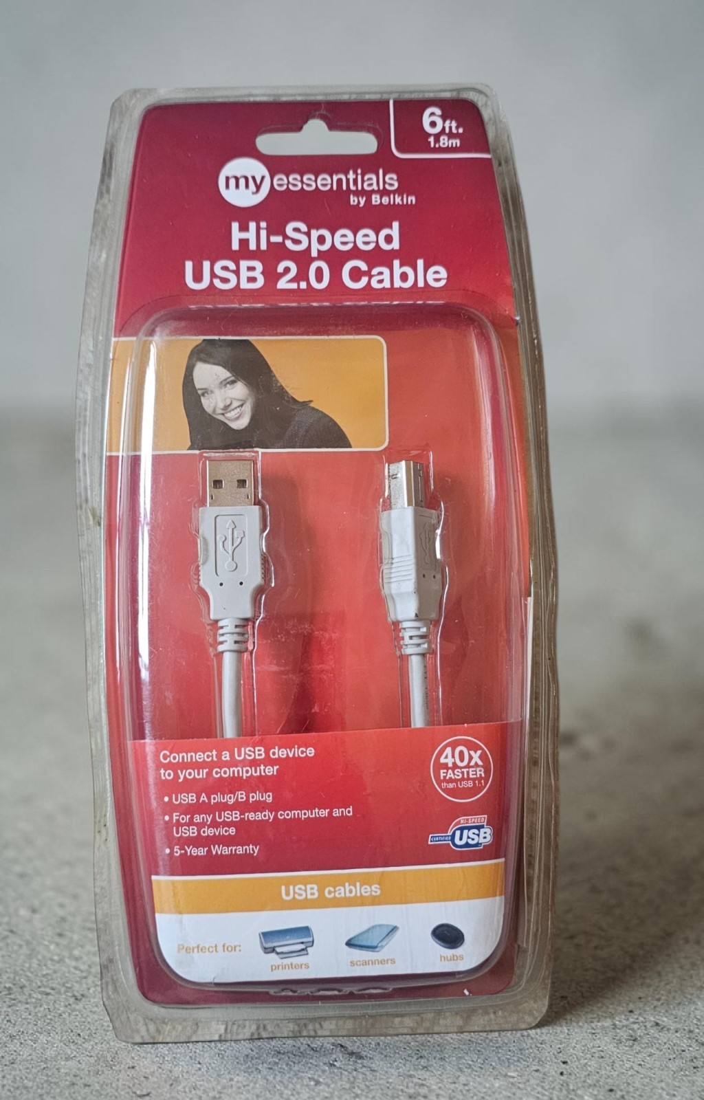 Belkin My Essentials Hi-Speed USB 2.0 Type A to Type B Cable 6 ft White