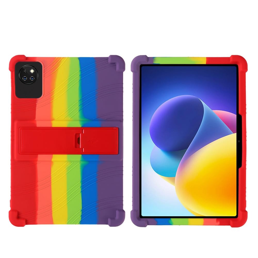 COKOVI Silicone Case for DOOGEE T10W 10 Inch Tablet with Stand Rainbow