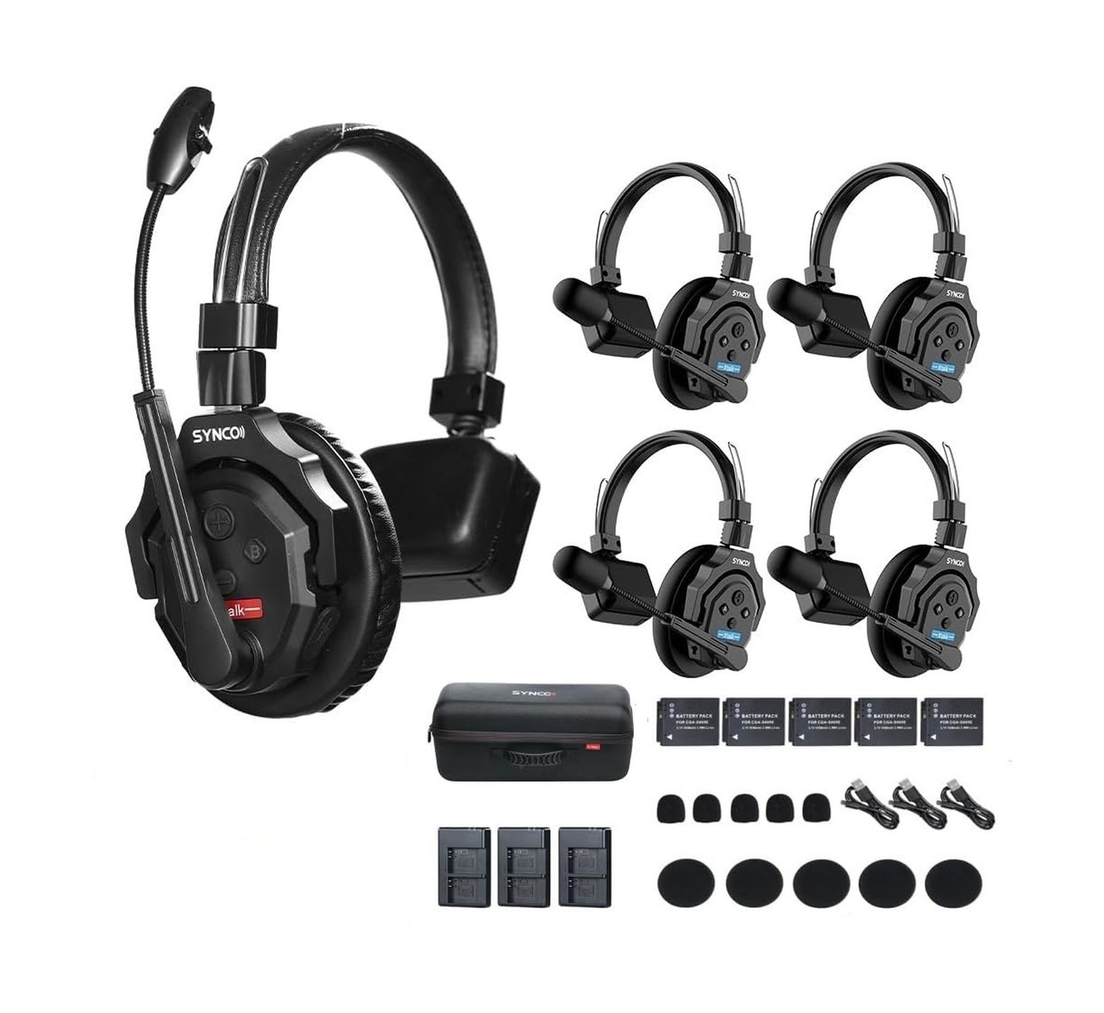SYNCO XTALK X5 Wireless Intercom Headset System 2.4GHz 1148ft/350m Real-time ...