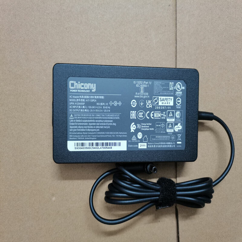 Chicony 20V 6A For MSI CYBORG 15 A12VE Gaming Laptop Genuine 4.5mm 120W Charger