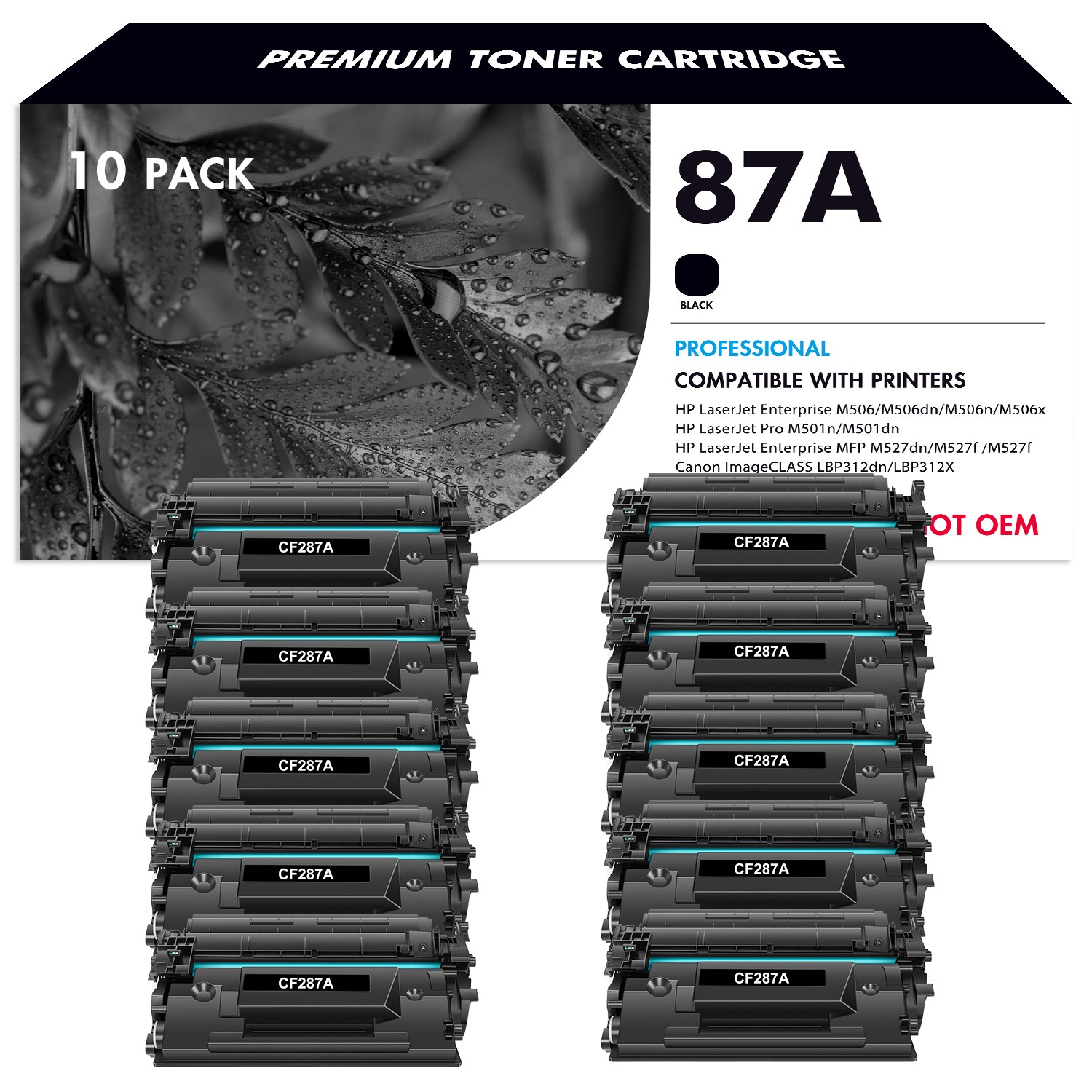 10PK CF287A 87A Toner Cartridge For HP Enterprise M506dh/ MFP M527dn /Pro M501dn