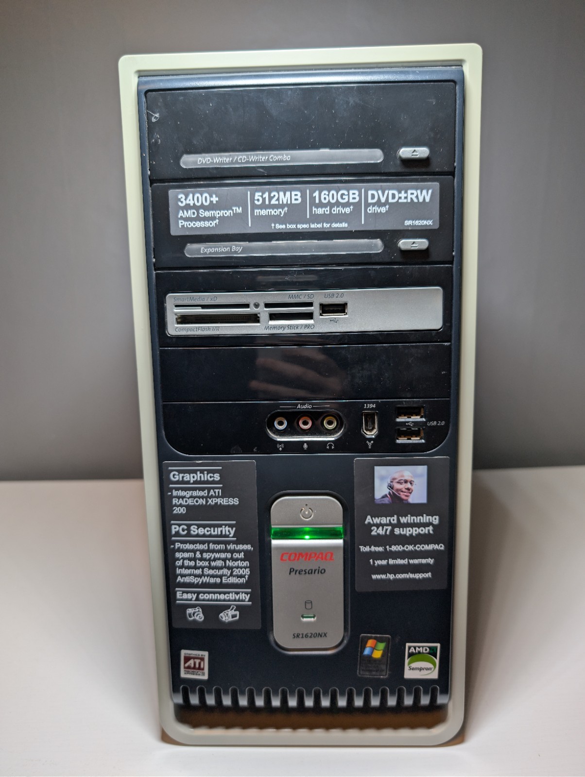 Compaq Presario SR1620NX Desktop AMD Sempron 3400+ 1.99 GHz, 2.4 Gb DDR
