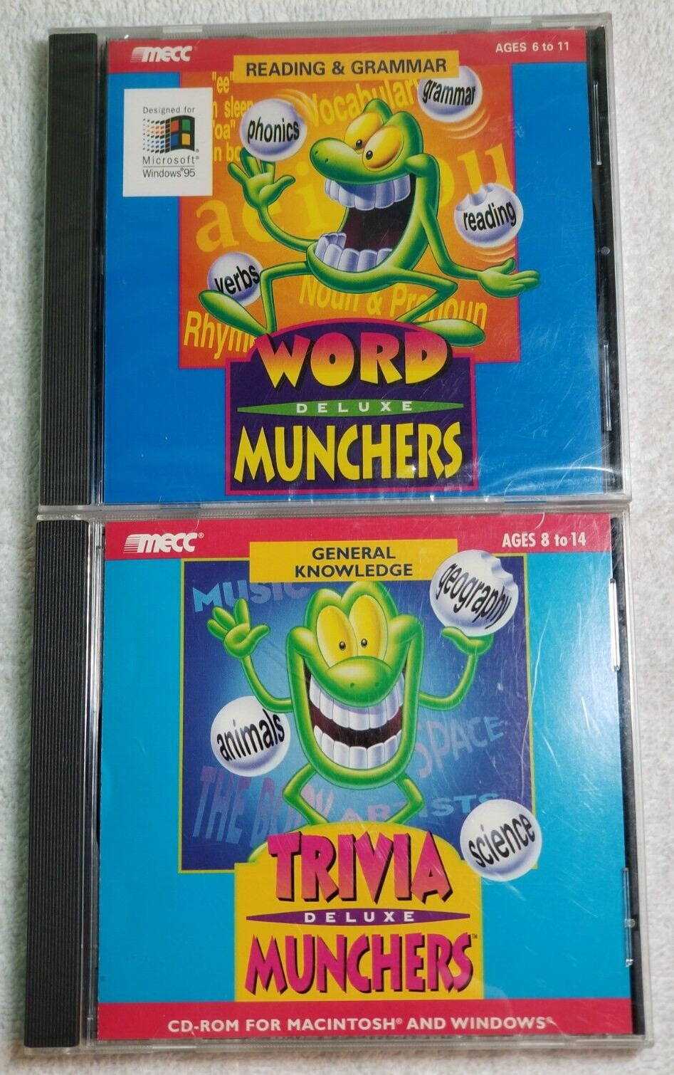 Word Munchers + Trivia Munchers Deluxe (CD Lot of 2) Vintage Windows 95/98 Mac