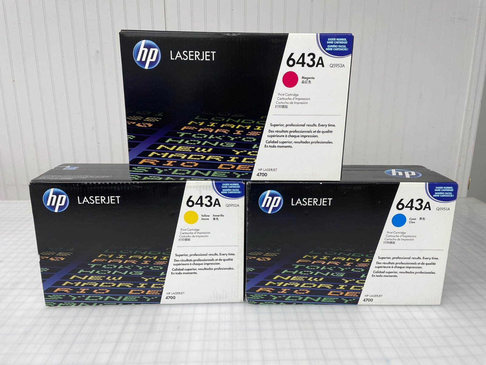 3PK Genuine HP 643A Q5951A Q5952A Q5953A Toner Print Cartridges -New