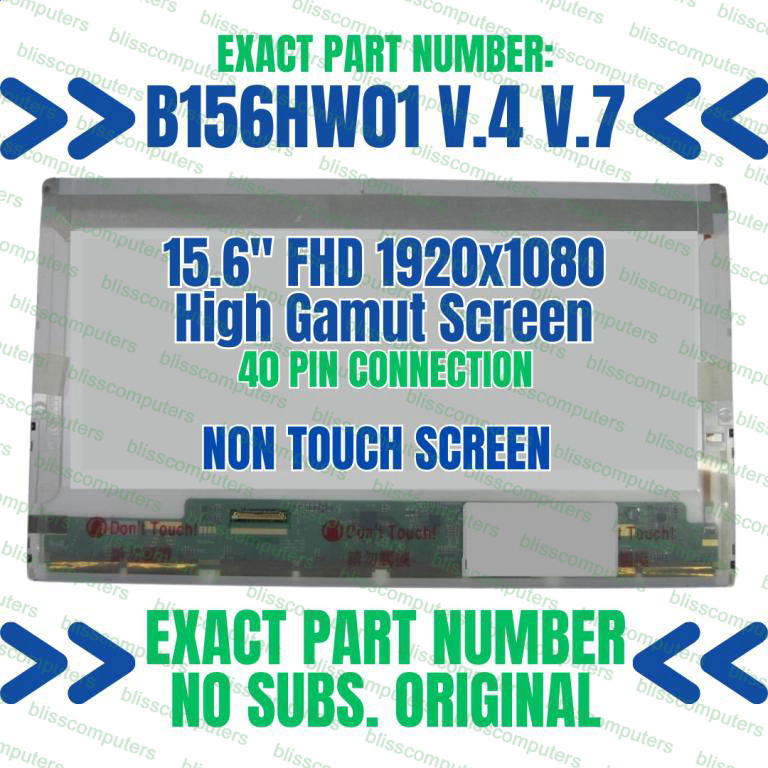 AU Optronics B156HW01 V.4 15.6" FHD LED LCD Laptop Screen 40 Pin Display