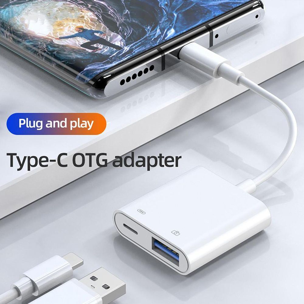 2 in 1 Type C Splitter OTG Adapter USB3.0 Converter Wire Power Cable Wearproof