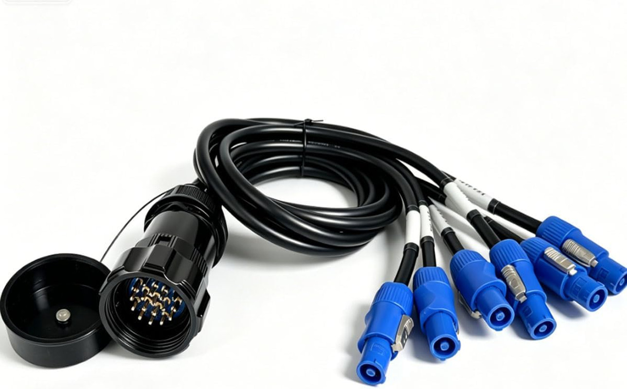 19Pin Socapex to 3Pin Powercon Power Cable 3.8FT, 13AWG 6 Way Power Transportati