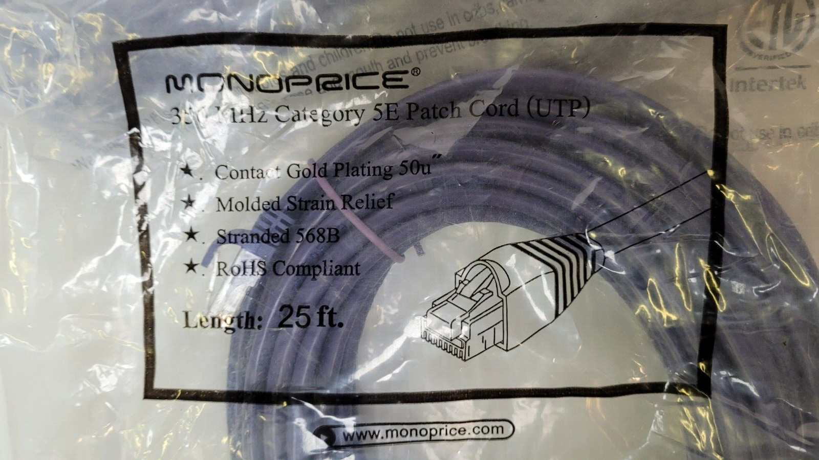 Monoprice FLEXboot Series Cat5e 24AWG UTP Ethernet Network Patch Cable 25 FT