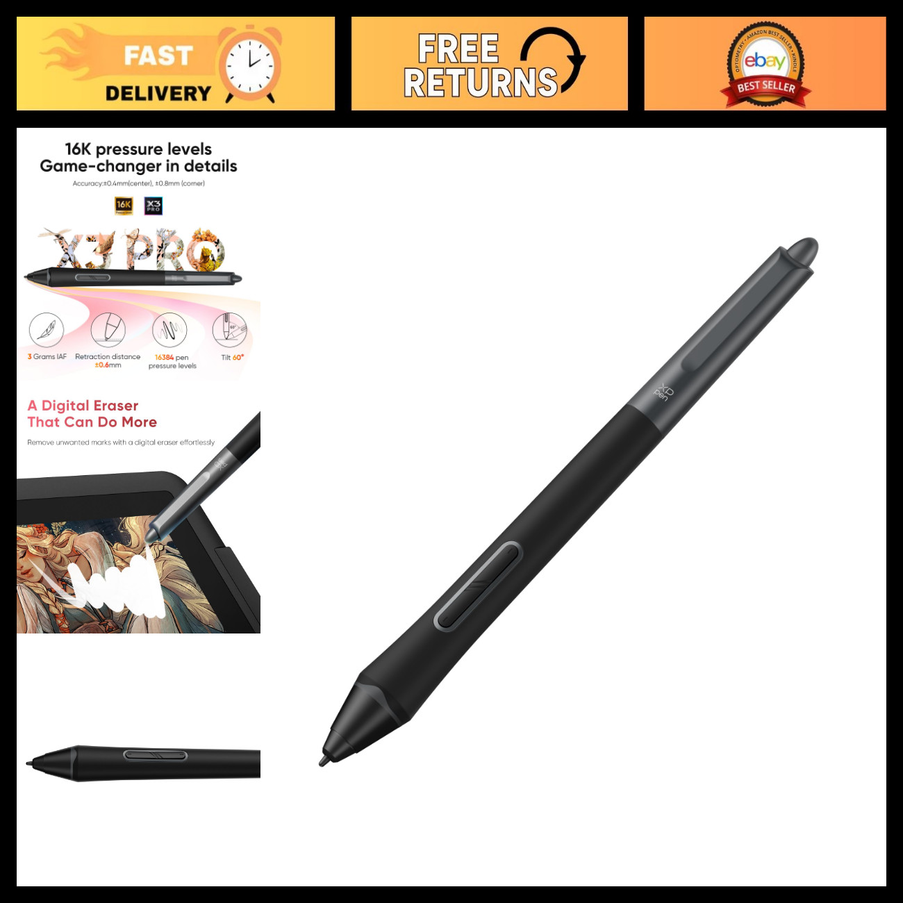 Smart Chip Stylus for Drawing Tablet - Compatible with Pro 14/16, Deco Pro Gen2
