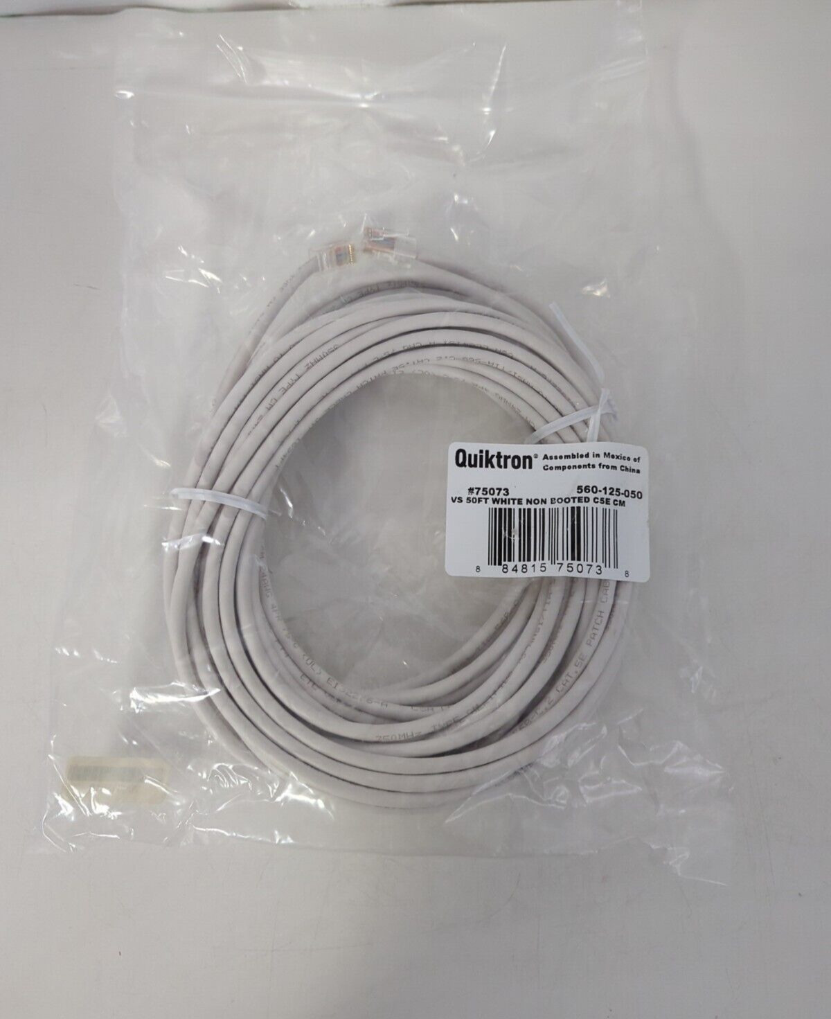 QUIKTRON 560-125-050 VS 50FT WHITE NON BOOTED C5E CM