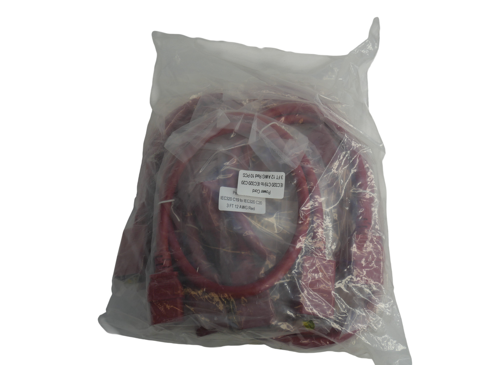Lot 10 Power cord IE320 C19 To IEC320 C20 3FT 12AWG Red- 
