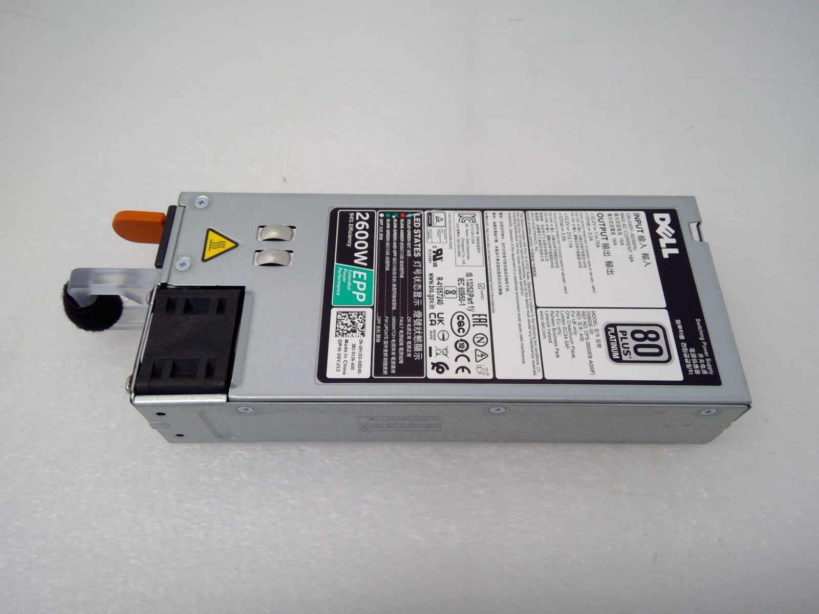 Dell D2600E-S0 2600W Power Supply 9YJ53 09YJ53 for PowerEdge R930 R940 12V GPU