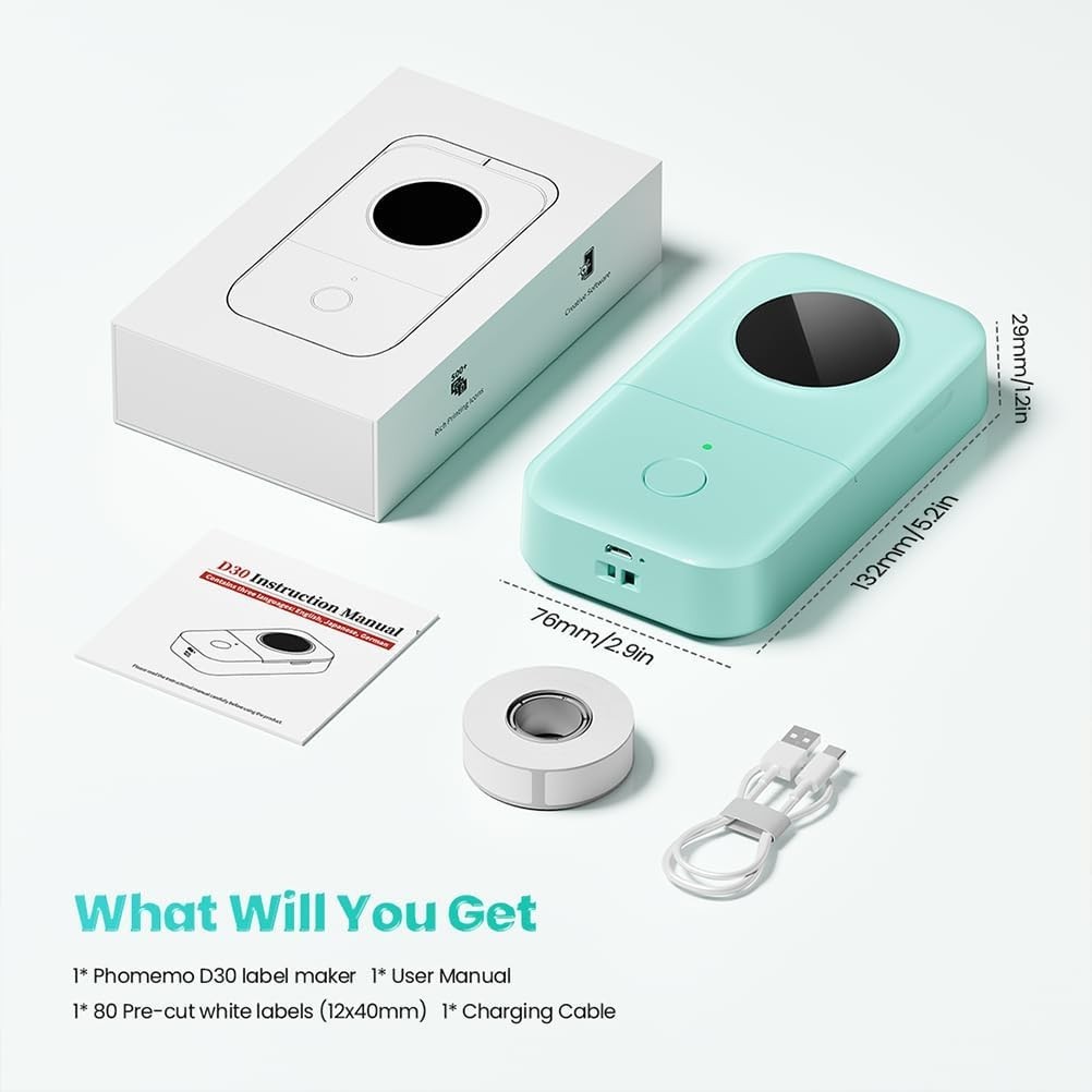Phomemo D30 Bluetooth Label Maker Machine with Tape – Mini Portable Label