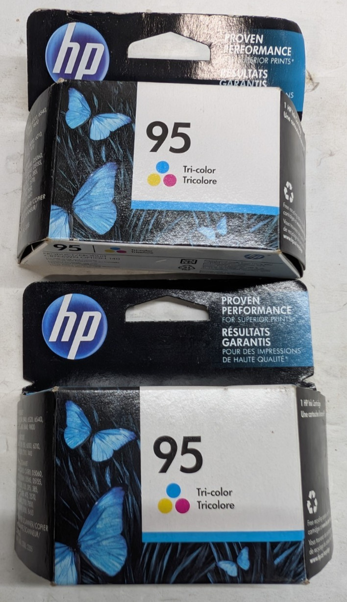 HP 95 Tri-Color Ink C8766WN Genuine NOS Expired 2019 Lot of 2 Sealed