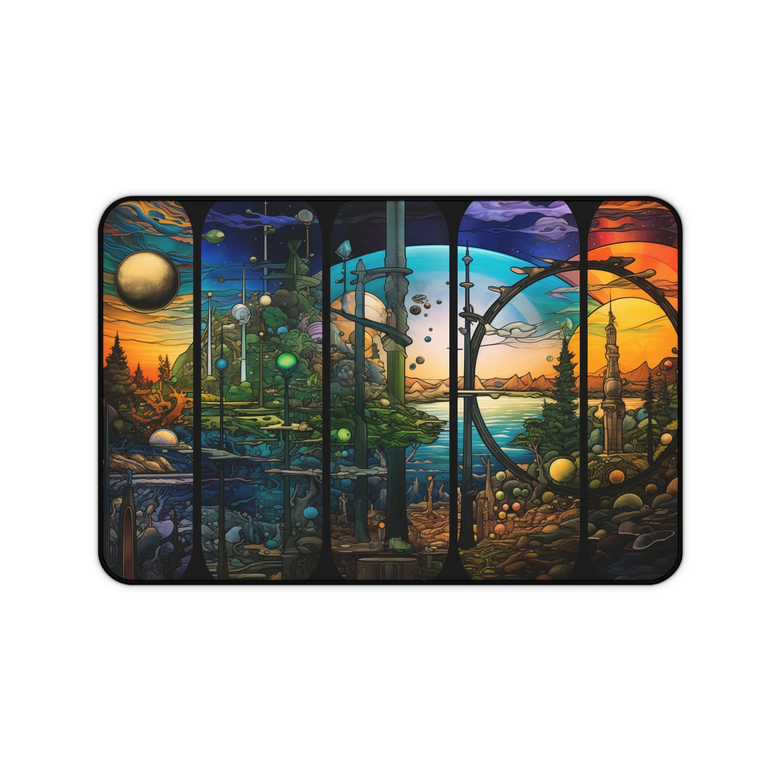 Futuristic Deskmat - Aesthetic Mouse Pad, Panorama Painting, Large Murals.