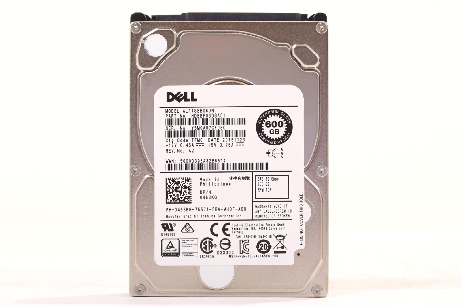 FIT FOR DELL 453KG AL14SEB060N 600GB 10K RPM 12Gb/s SFF 2.5" SAS SERVER HDD