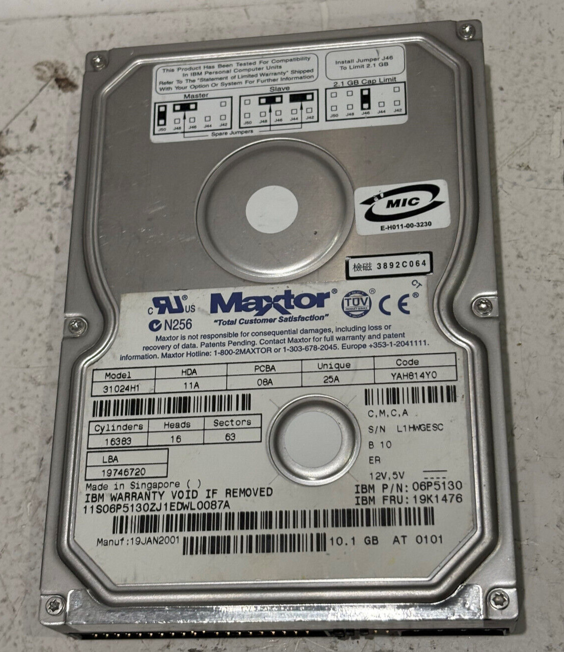 Maxtor 31024H1 10.1 GB Hard Drive