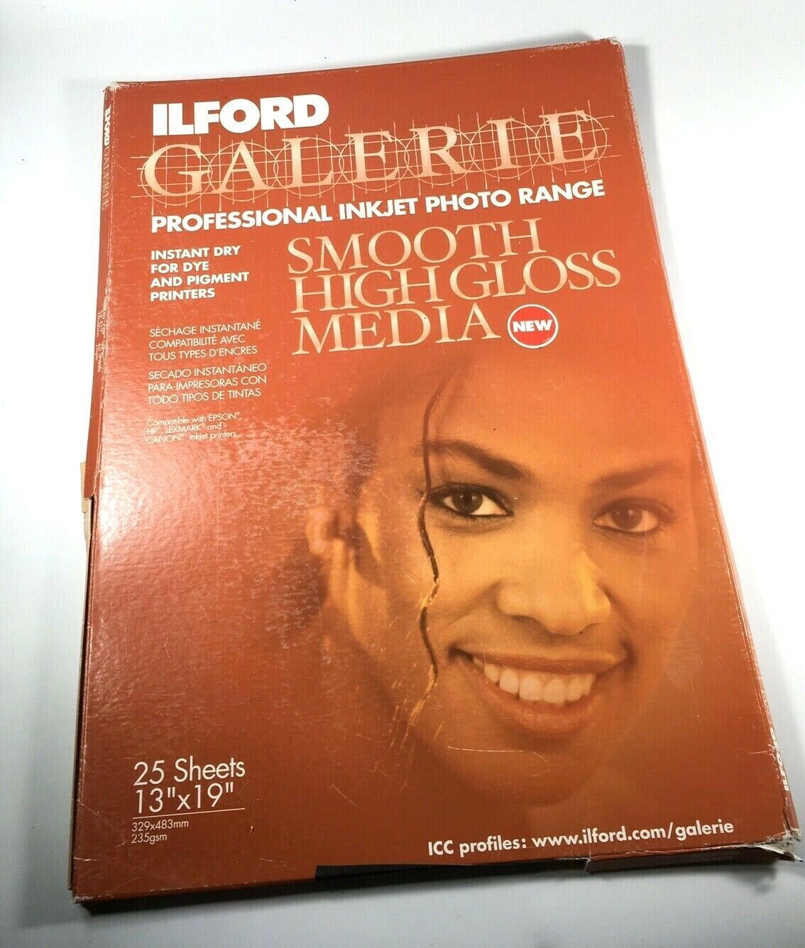 Ilford Gallerie Smooth High Gloss Media, 25 Sheets, 13\