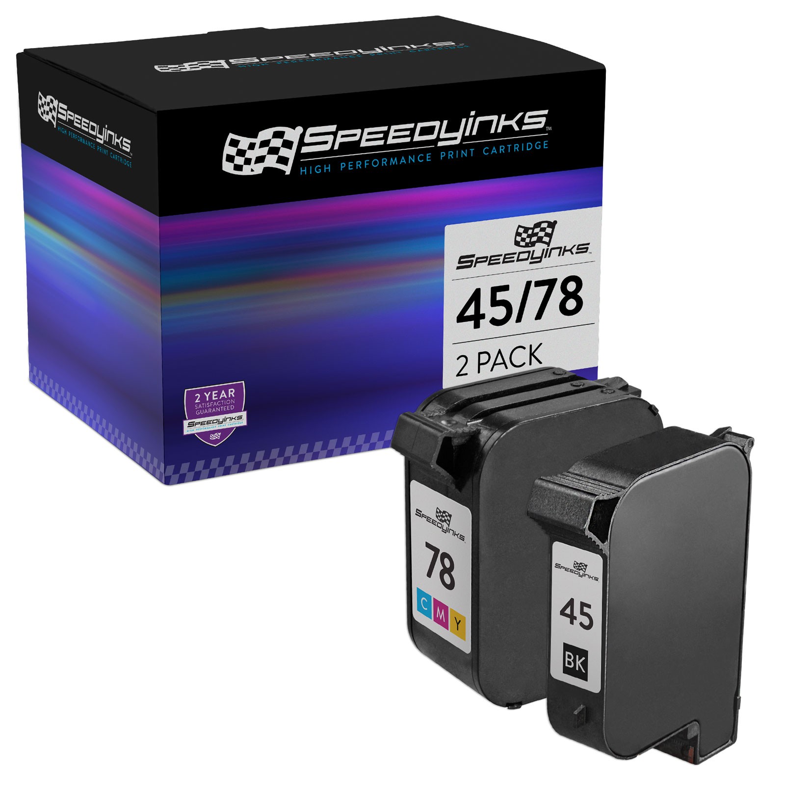 SPEEDYINKS 2PK Replacements for HP 45 / 51645A & 78 / C6578D Ink Cartridges