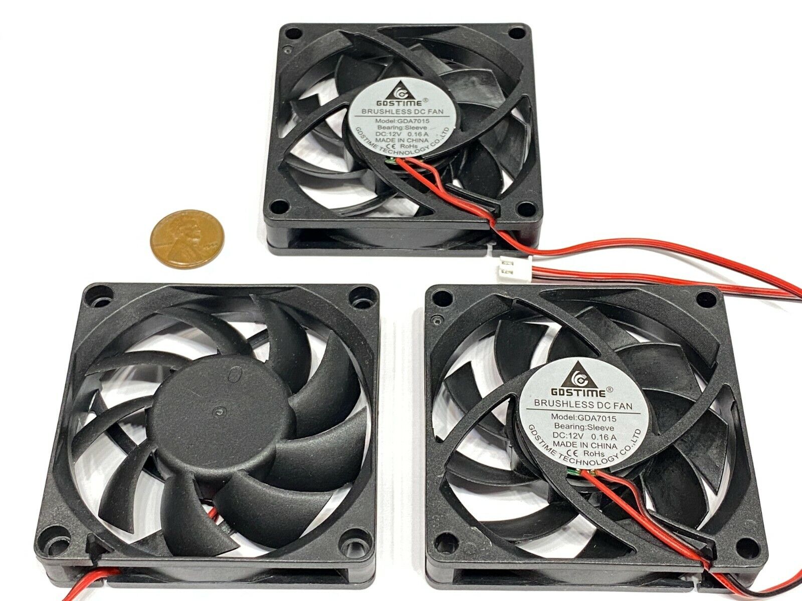 3 Pieces 12v 70mm DC Cooling Fan 70x70x15mm 7015 Computer Case CPU 2pin