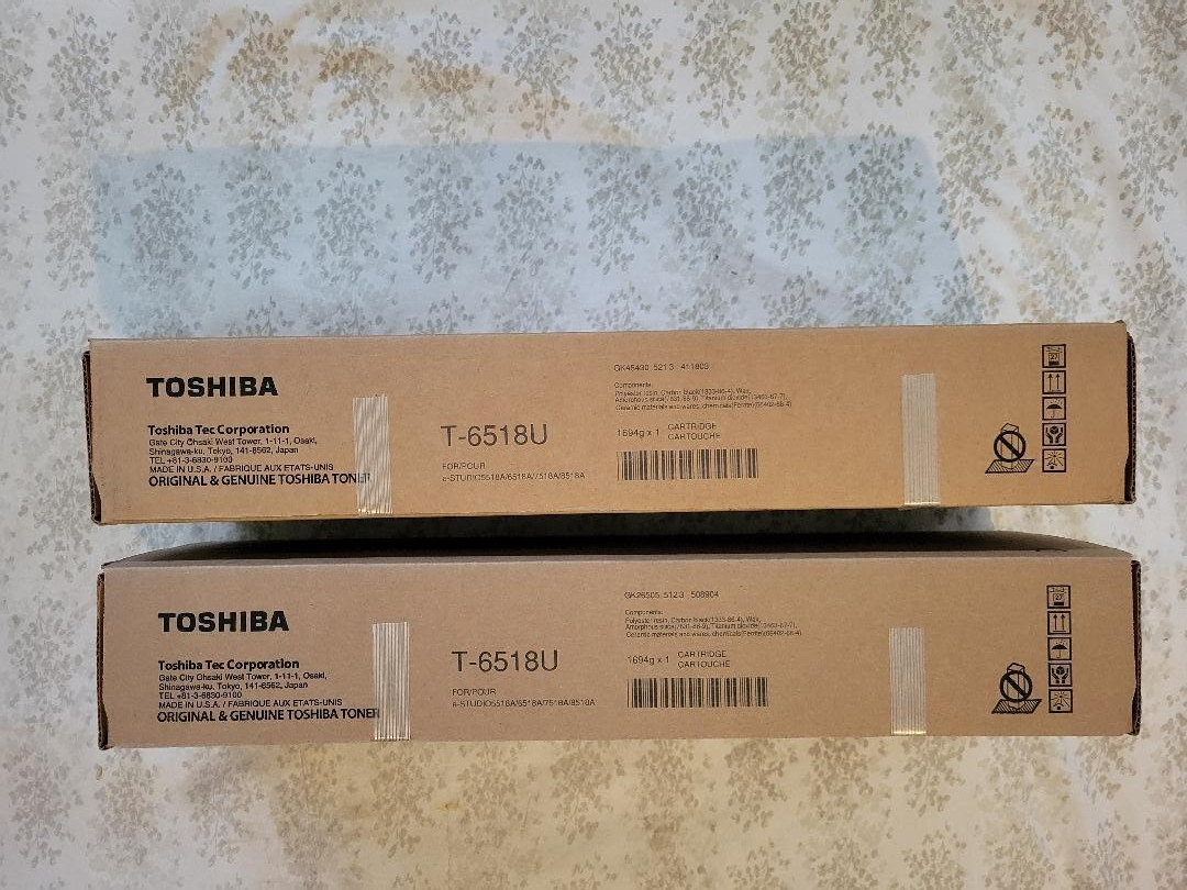 ( 2)GENUINE TOSHIBA T-6518U BLACK TONER for eStudio 5518A 6518A 7518A 8518A. NEW