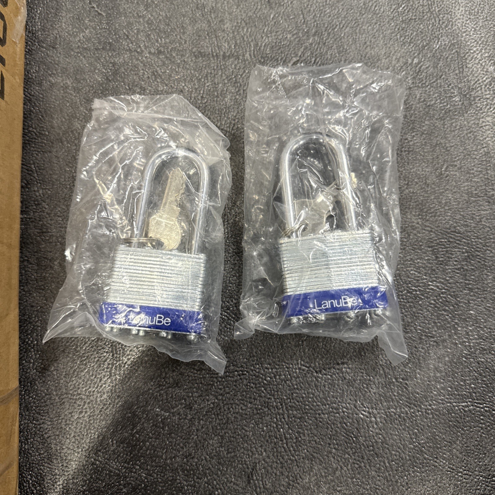 2 pcs 40mm 1-9/16 in Laminated Pad Locks Keyed the Same Alike Long Shackle