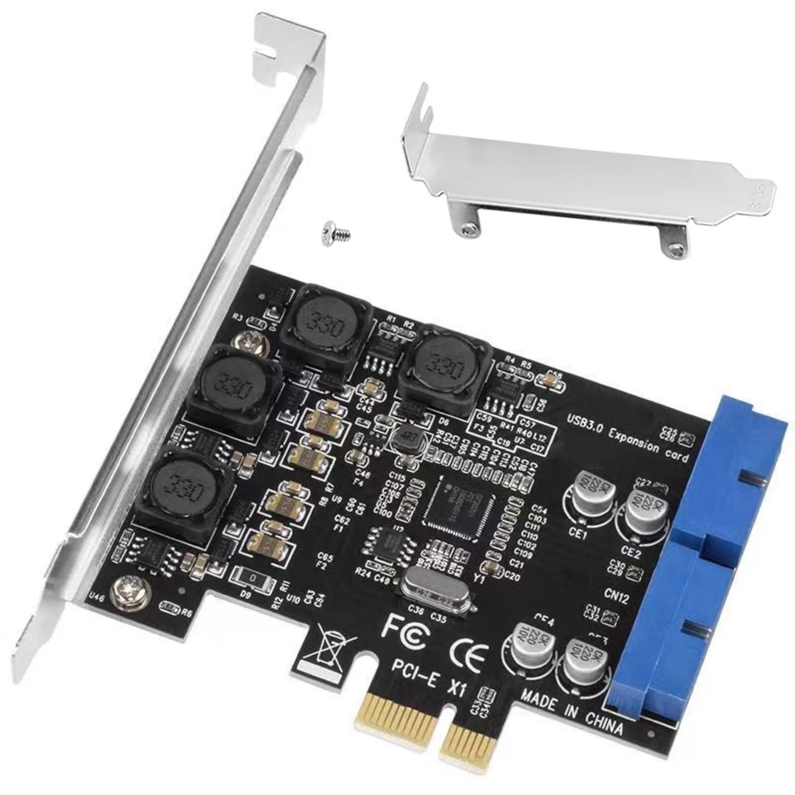 NEW PCIE to Internal 2 Port 19Pin Header 4 Port USB 3.0 Expansion Card 8cm Low